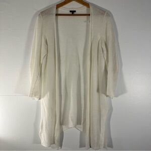 Talbots 100% Linen Cream Women's Open Front Longline Cardigan